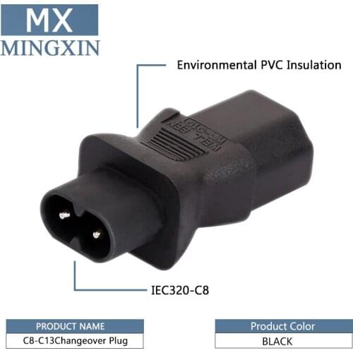 IEC320 C8 male to C13 3Pin female power adapter 3Pin C8 to C13 C13 to C8 IEC female to 2Pin male A plug power adapter