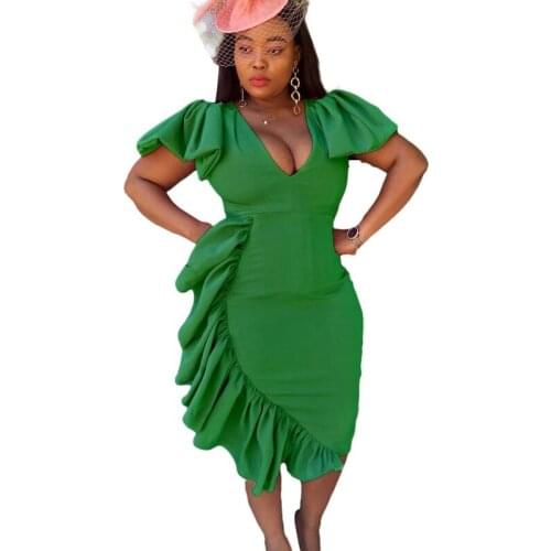 African Dresses for Women 2021 Summer African Women V-neck Polyester Dress African Clothes for Women American Clothing