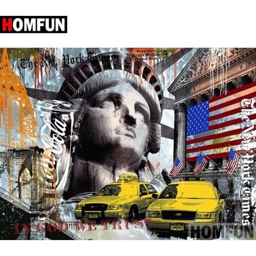 HOMFUN 5D DIY Diamond Painting Full Square/Round Drill "Statue of Liberty" 3D Embroidery Cross Stitch gift Home Decor A00103