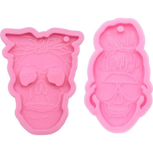 Skull Men Women Style Keychain Epoxy Resin Mold Key Chain Earrings Pendants Silicone Mould DIY Crafts Jewelry Decorations Castin