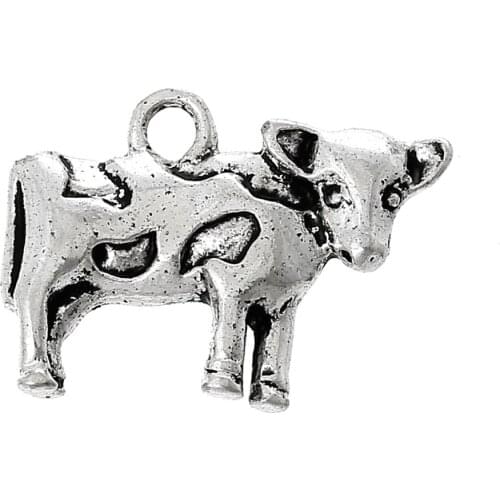 DoreenBeads Charm Pendants Milk Cow Silver color 19.0mm x 14.0mm,20 PCs