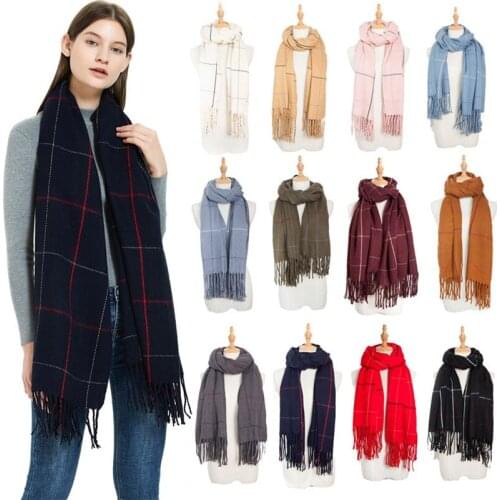 DUOJIAOYAN Plaid pattern Warm Scarf Women Couple Winter Fashion Scarves Shawls stoles Blanket Scarf