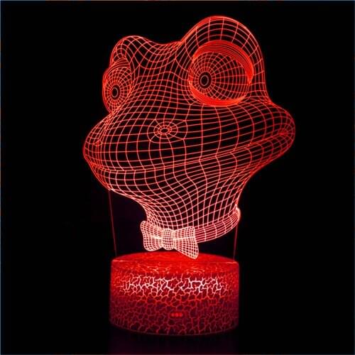 Frog head holographic illusion map animal creature 3D luminous touch 16-color changing Lamparas toy decoration decoration gift