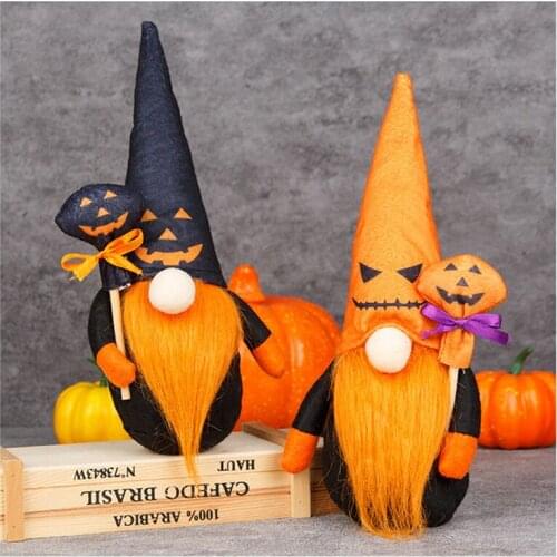 Halloween Rudolph Plush Faceless Doll Candy Witch Table Centerpiece Orange Black Party Favor Prop Kid Child Boy Girl