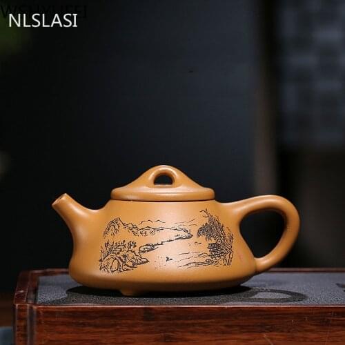 Yixing Teapot purple clay Stone Scoop tea pot Teaware beauty Handmade kettle suit Chinese Tea set Custom gifts Authentic 220ml