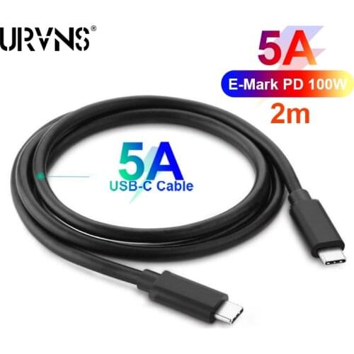 URVNS 100W USB C To USB C Cable 5A E-MARK PD Type C Fast Charging Data Cable for MacBook pro 16 Air/ Mobile Phone / Laptops