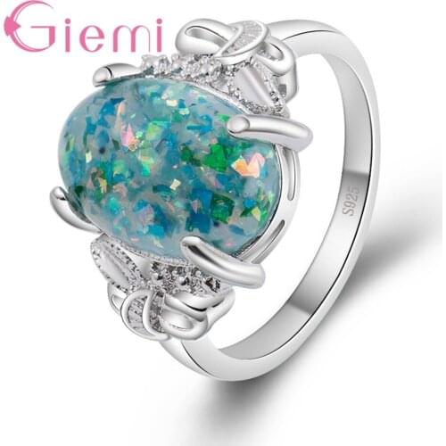 Vintage Rainbow Fire Opal Finger Ring Fashion Egg Shape Wholesale 925 Sterling Silver Brand Jewelry for Wedding Women Anel
