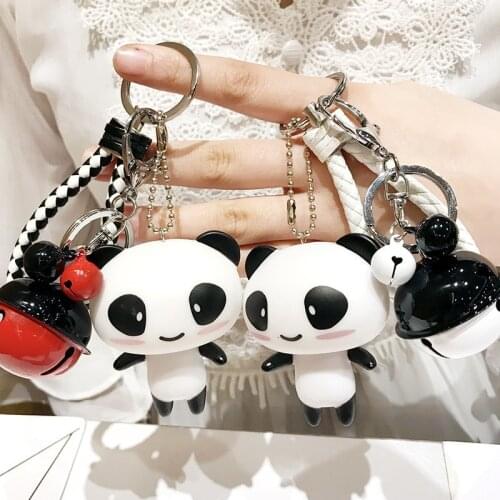 Creative Cute Cartoon Panda Doll Keychain Men Bag Pendant Automobile Hanging Ornament Cool Small Gift Wholesale