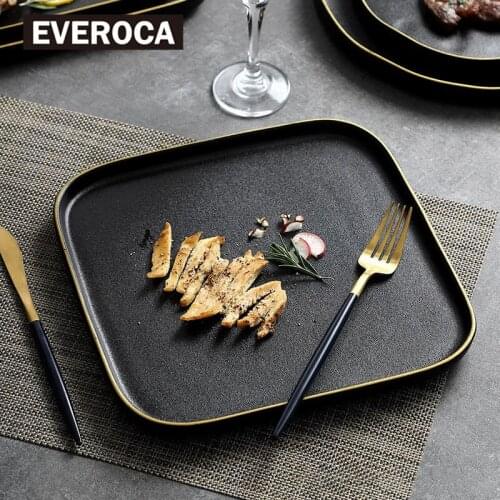 Matte Black Steak Plate Western Food Plate Home Black Frosted Plate Japanese Ceramic Plate Phnom Penh Ceramic Tableware Creative