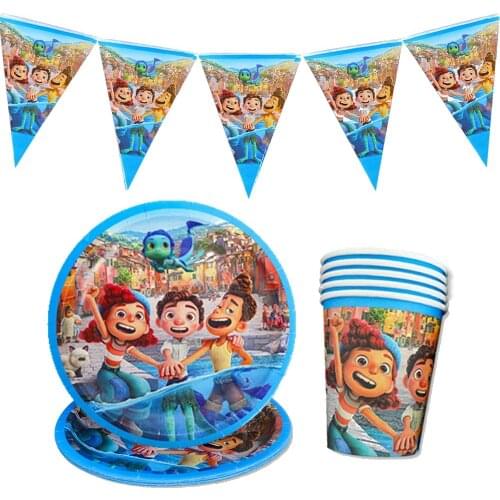 Cartoon Luca Theme Kids Favor Birthday Festival Party Paper Cup Plate Napkin Disposable Tableware Decorations Supplies