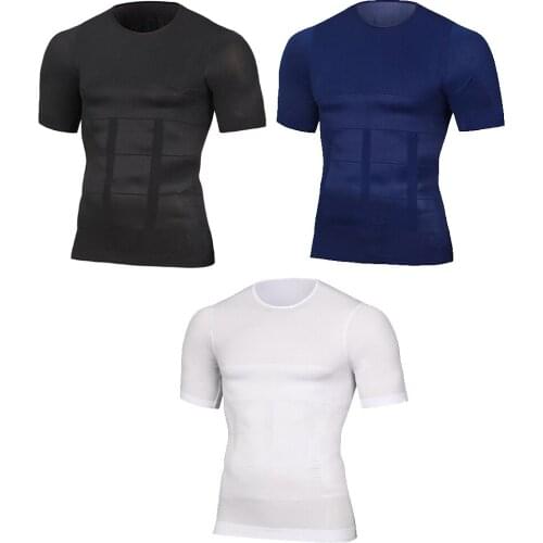 Men Slim Bodybuilding Compression Workout Tummy Belly Body Shaper Gym Shirt