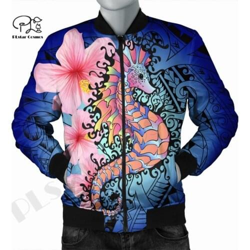 Men/Women Winter Hibiscus Polynesian 3DPrint Autumn Zipper Flight Jacket Unique Casual Unisex Harajuku Thick Coat Streetwear -12