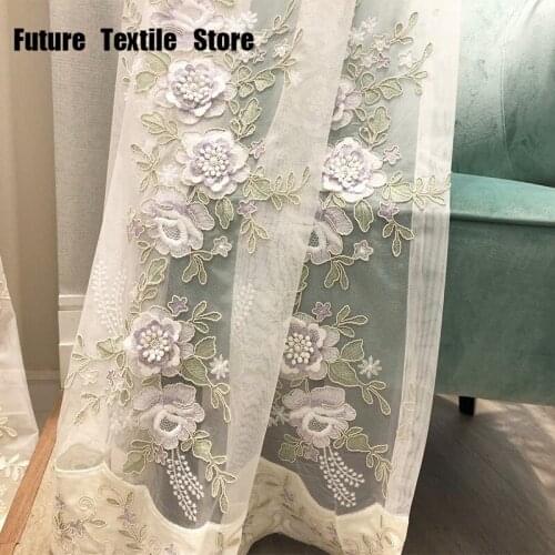 New Fresh and Elegant Velvet Embroidered Curtains for Living Room Balcony Finished Custom Curtains Explosion European Curtains