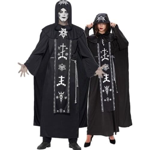 New Medieval Noble Wizard Religious Godfather Cosplay Costume Halloween Performance Party Vampire Robe Couple Fancy Dress