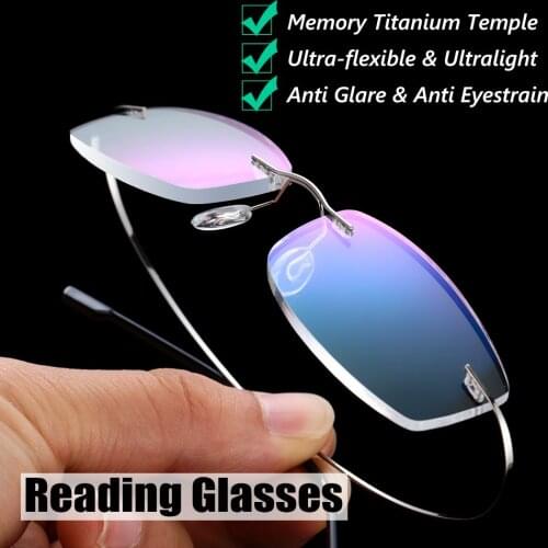 New Fashion Diamond-cut Reading Glasses Men Women Anti Blue Light Presbyopic Glasses Ultra Light Rimless Vision Care Eyewear