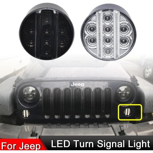 1 Pair For Jeep Wrangler JK 2007-2017 Front LED Turn Signal Assembly White Daytime Running Lights Amber Turn Signal light