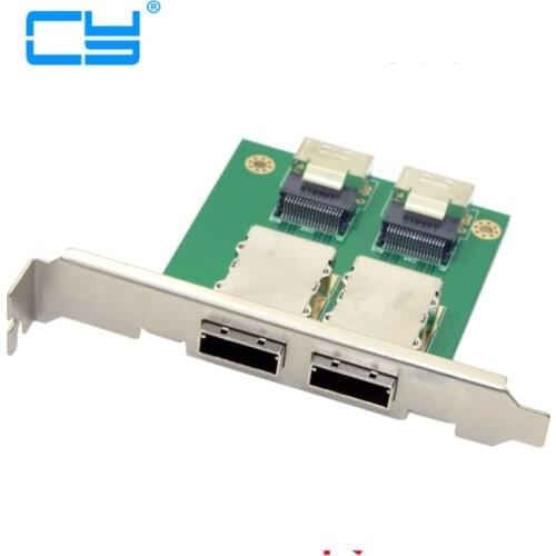 Dual Ports Mini SAS SFF-8088 To SAS 36Pin SFF-8087 PCBA Female Adapter With PCI Bracket