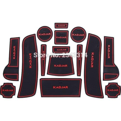 For Renault Kadjar 2016 Latex Groove Gate Slot Armrest Storage Rubber Non-slip Mats Inner Door Pad/Cup Car Styling Accessories