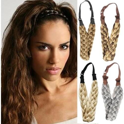 Women Headband New Fashion 3.5cm Wide Synthetic Wig Twist Elastic Hair Bands For Women Handmade Hair Band Girls Hair Accessories