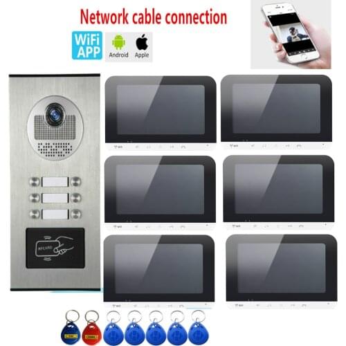 WiFi Wired Video Intercom System For Home Apartment RIFD Card Support 500 users, Video Doorbell Doorphone Unlock