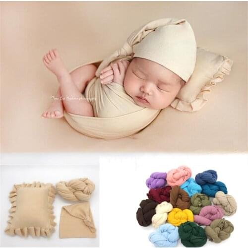Newborn Photography Props Set Posing Pillow Hat Stretch Wraps Swaddling For Photo Studio Accessories Bebe Girl Infant Shooting