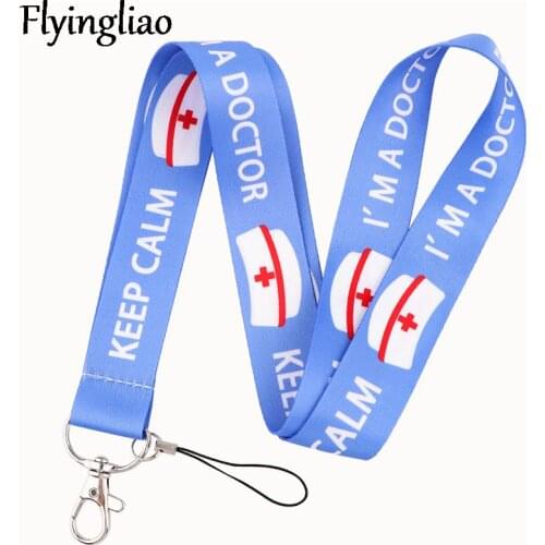 Medical Nurse Doctor Cartoon Neck Strap Lanyards ID badge card holder keychain Mobile Phone Strap Gift Ribbon webbing necklace