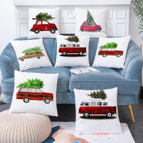 Christmas Tree Pillowcase Cartoon Car Pillow Cover Christmas Pillowcase Family Atmosphere Decoration наволчки для подушек
