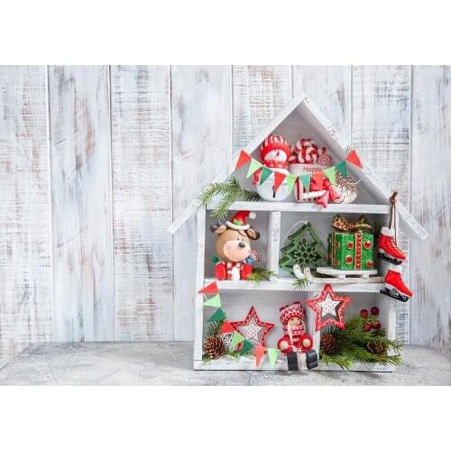 Christmas Photographic Background Toy Decors Pennant Wooden Wall Vinyl Backdrop Photo Studio for Children Baby Shower Photophone