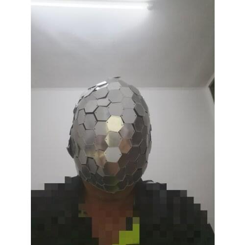 GoGo Dancer masks Silver Mirror Mask cosplay masks Costume Head Cover Cool Reflective Mirror Accessories Silver Mirror