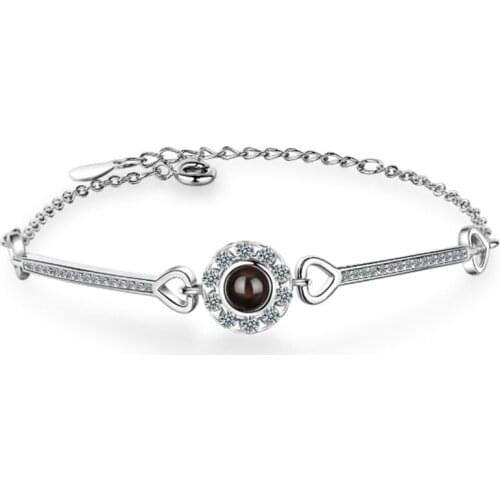 Net red sweet romantic projection love confession memory 100 languages I love you female models silver plated bangle LU006