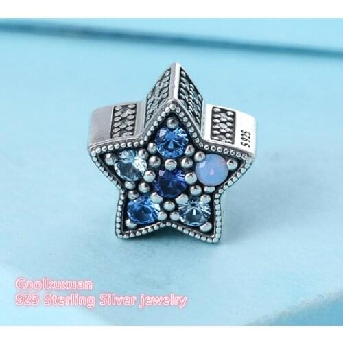 Winter Original 925 Sterling Silver Bright Star Charm, Multi-Colored Crystals Beads Fit Pandora Charms Bracelet Diy Jewelry