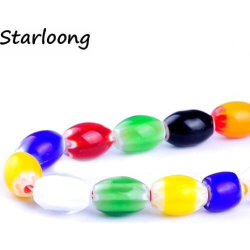 25pcs/string 10*14mm colors mixed oval shape pumpkin lampwork glazed glass beads for bracelet necklace DIY jewelry making