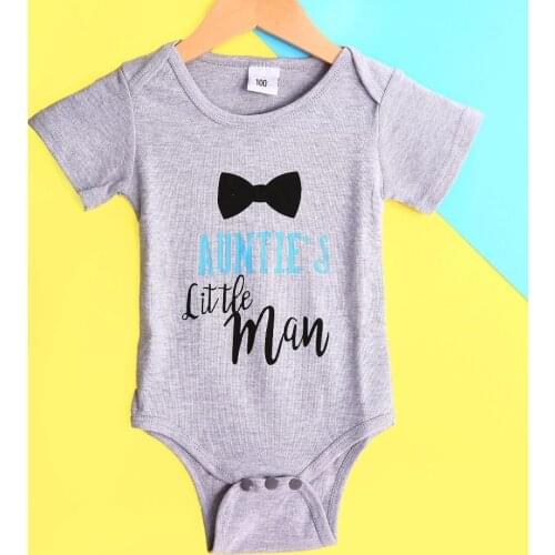 Aunties Little Man Newborn One-Piece Clothes Baby Boys Jumpsuit Premature Infant Bodysuit Tee Shirts Bebe Roupas Cotton Bowtie
