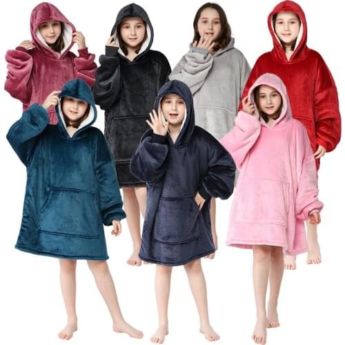 Hoodie Blanket Sweatshirt for Women and Men Super Warm Cozy Big Blanket Hoodie Thick Flannel Blanket with Sleeves and Pocket