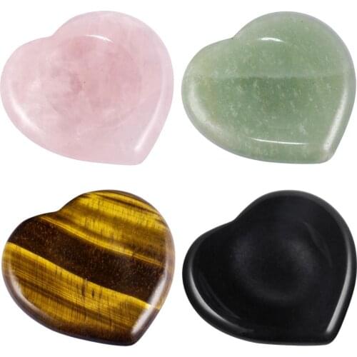 TUMBEELLUWA Thumb Worry Stone Polished Heart Carved Pocket Palm Stone Reiki Healing Crystal Therapy Geometry for Anxiety 1.5