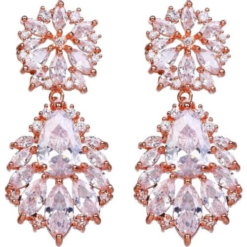 Bettyue Brand Fashion Charm AAA White Cubic Zircon Three Colors Geometric Jewelry Earrings For Woman Florid Wedding Party Gift