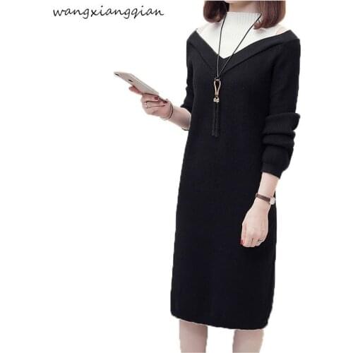 Autumn winter womens new large size sweater Korean fashion hood loose long paragraph solid color sweater female A519