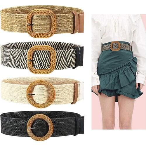 Women Vintage Style Bohemian Braided Waist Belt Summer Female Buckle Waistband