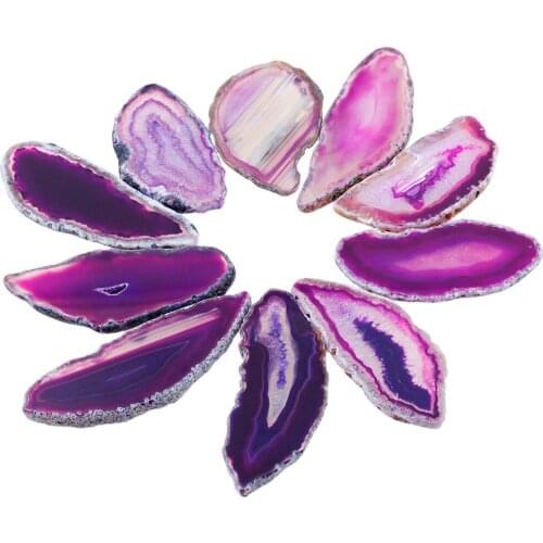 1Lot (5Pc) Natural Polished Light Table Agate Slices Dyed Purple,Irregular Healing Crystal Collection Home Decoration 1-2