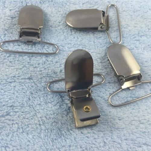 100pcs/lot 35mm Silver Metal Baby Dummy Pacifier Clips Holders Cute Infant Soother Clasps suspender Garment Accessories