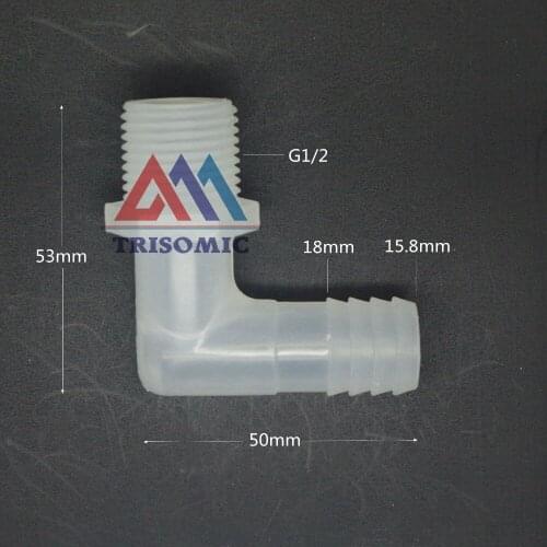 15.8mm*G1/2 Elbow screw thread type Connector Tube Joiner Material PP Plastic Fitting Tank Airline acid and alkali resistant