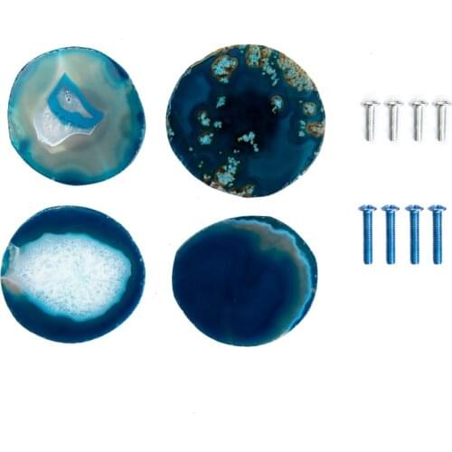 4Pcs/set Natural pattern shape Agate Stone Cabinet Knobs Drawer Handles for Furniture Hardware Home Decoration with Screw
