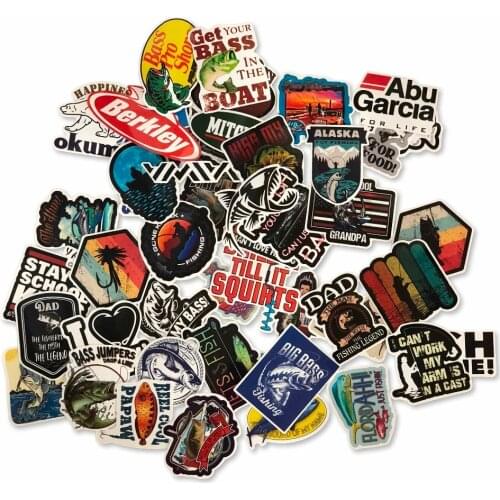 52PCS Funny Fisherman Go Fishing Car stickers For laptop suitcase Freezer Vinyl Car-styling DIY decoration Decals Car Sticker