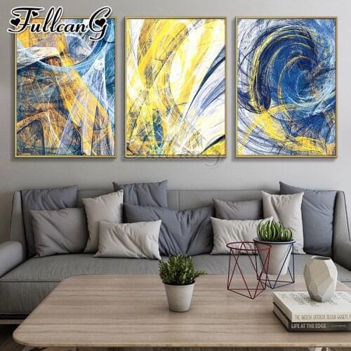 FULLCANG 5d diy diamond embroidery sale abstract line landscape diamond painting triptych full square round drill decor FC3316