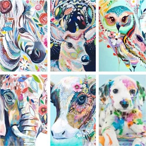 New 5D Diamond Painting Coloured Pattern Anime Owl Horse Deer Cross Stitch Gift Home Office Decor Kids Adult Factory Direct