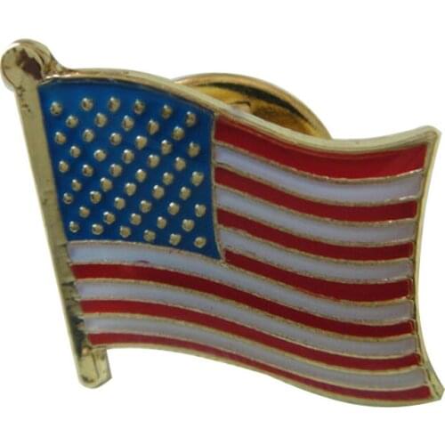 American Flag Lapel Pins Iron with Painted and Epoxy Surface Attach Butterfly Button Accept Customized MOQ50pcs Fee Shipping