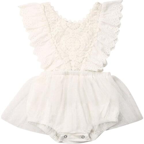 0-24M Newborn Baby Girls Bodysuits Autumn Clothes Flower Lace Sleeveless Romper Dress Bodysuit Outfits