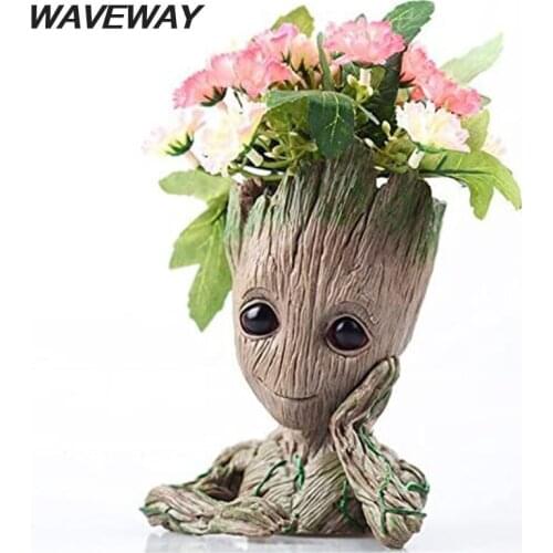 Baby Groot Flower Pot Planter Figurines Tree Man Cute Model Toy Pen Pot Garden Planter Flower Pot Gift