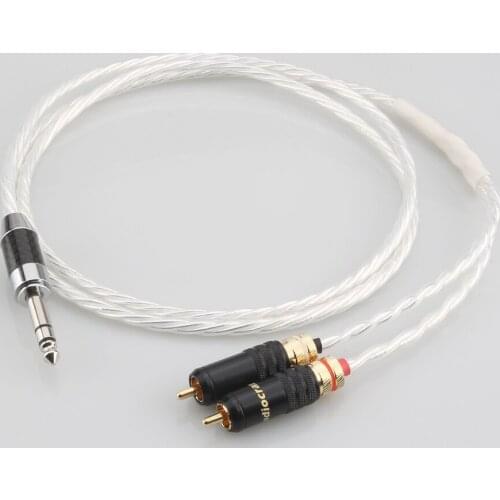 HI-End Odin Silver Plated 6.35mm Jack (1/4') 1/4inch TRS(male) to Dual(2) RCA/Phono Splitter Audio Extension Cable HIFI