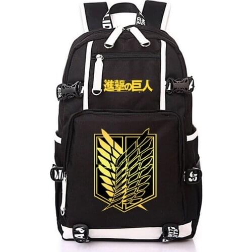 Anime Attack on Titan Eren Canvas Rucksack Backpack Schoolbag Boys Girls Travel Laptop Bag for Students Men Teens Mochila
